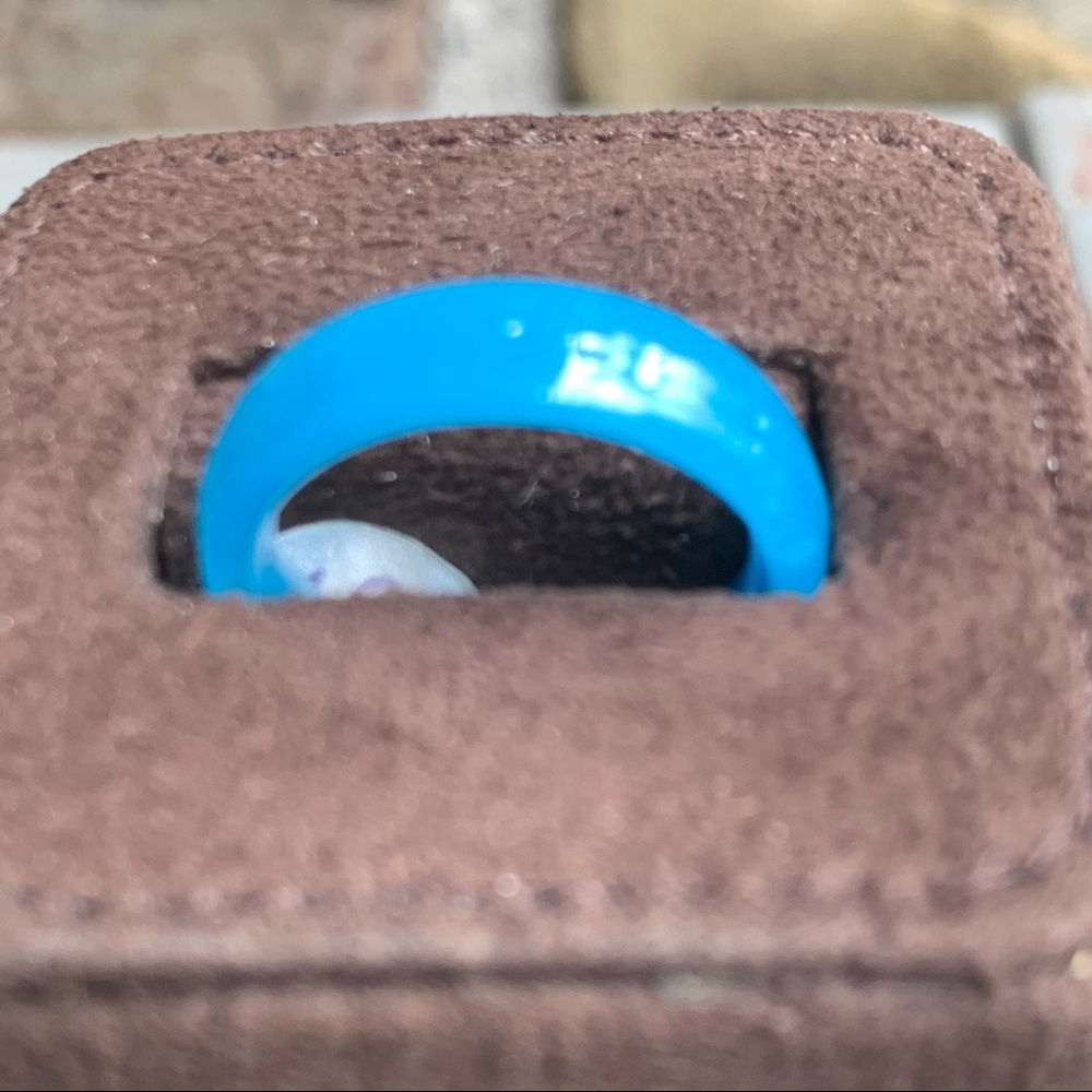 Imitation aqua medium width band ring